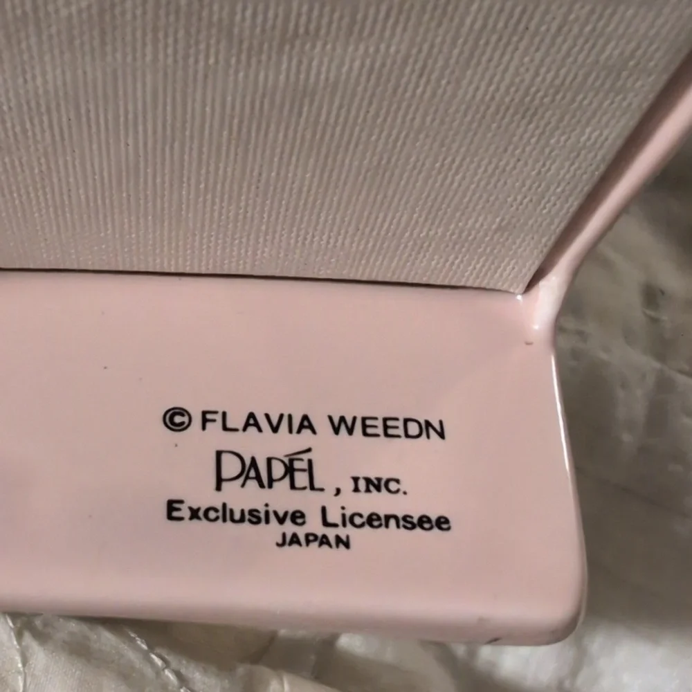 Vintage Flavia Pink Ceramic Photo Frame with Rainbow Design‎ Rare